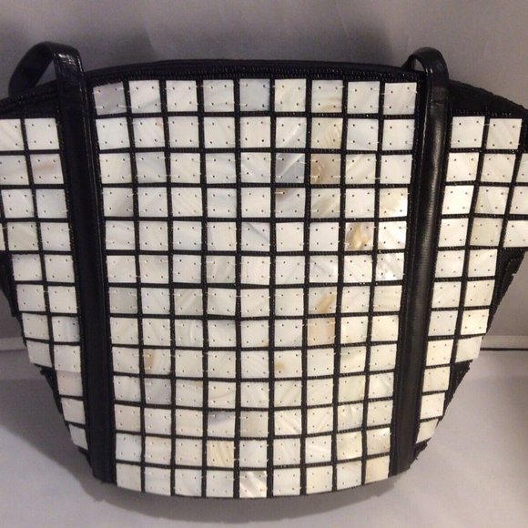 Boutique Sea Cove Mother of Pearl Caviar Shell Tote Bag Purse Beach Handbag-NWT - Picture 8 of 13